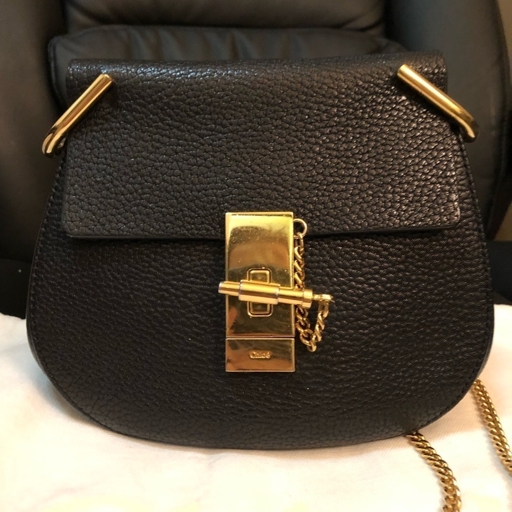 Chloe Drew Black Leather Shoulder Bag